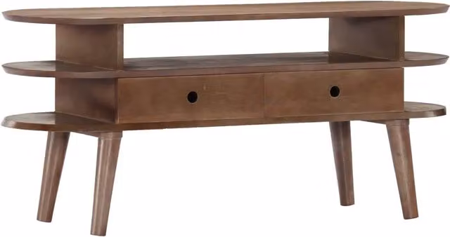 Mobile TV 110 x 35 x 50 cm con 2 cassetti pratico stile scandinavo in legno di acacia marrone 02_0046452