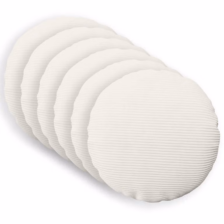 Set di 6 federe rotonde vidaXL HEERLEN in velluto a coste, colore crema, Ø 60 cm