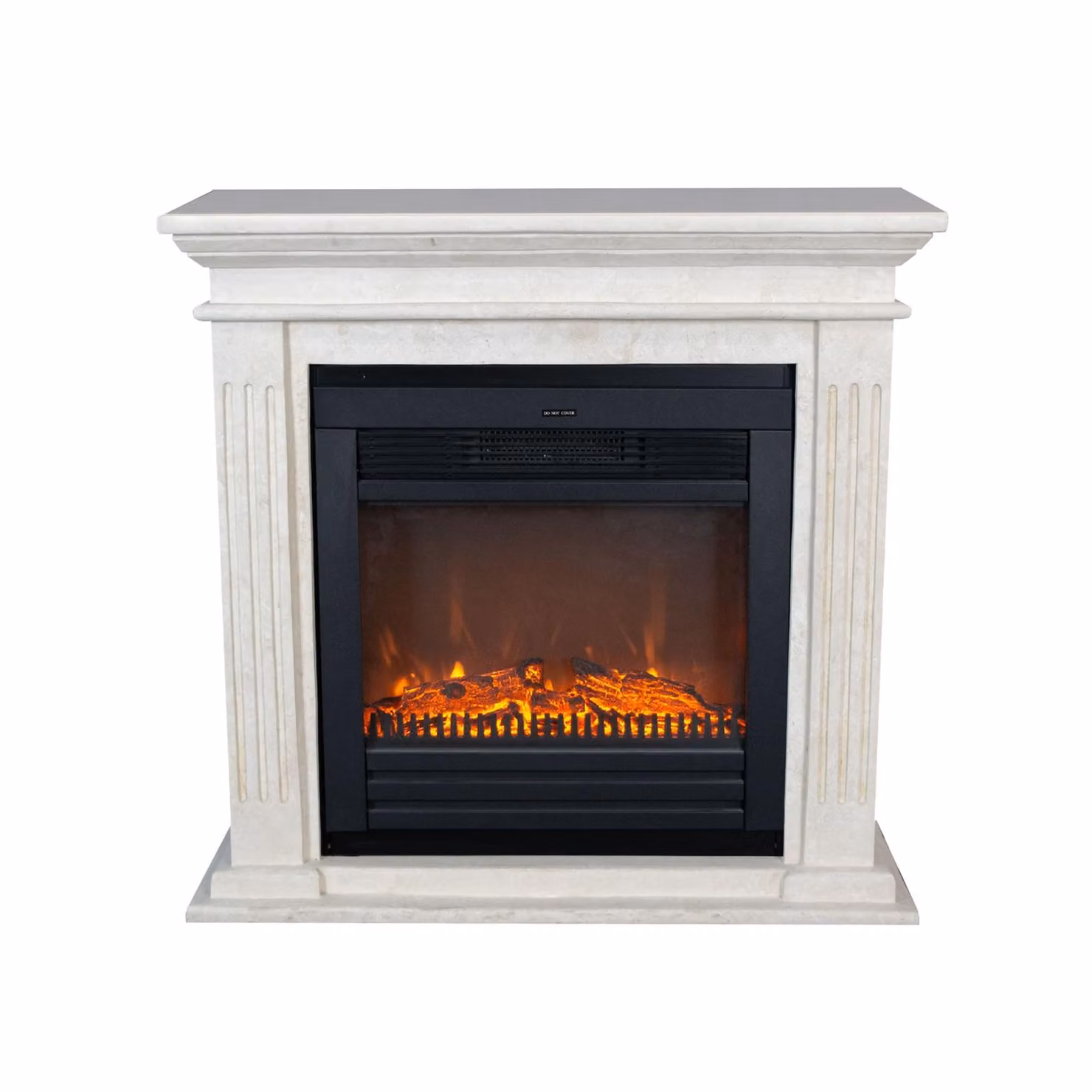 Caminetto elettrico Xaralyn - Cadiz ELU-SWP - pietra naturale levigata bianca - riscaldamento 1400 Watt - con telecomando - caminetto da incasso incluso - caminetto decorativo