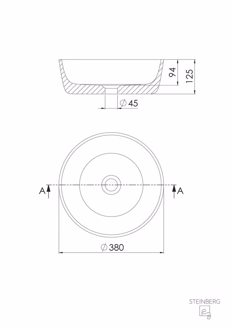 Steinberg Série 540 lavabo à poser, rond, 380x125mm, 540601050, 540601050