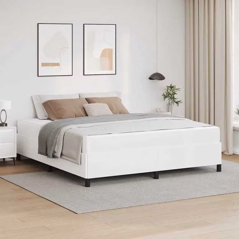 vidaXL Struttura del letto con materasso in tessuto bianco L 180 cm x P 200 cm x H 203 cm