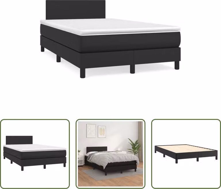 The Living Store Letto a molle con materasso nero 120x190 cm in Pelle finta