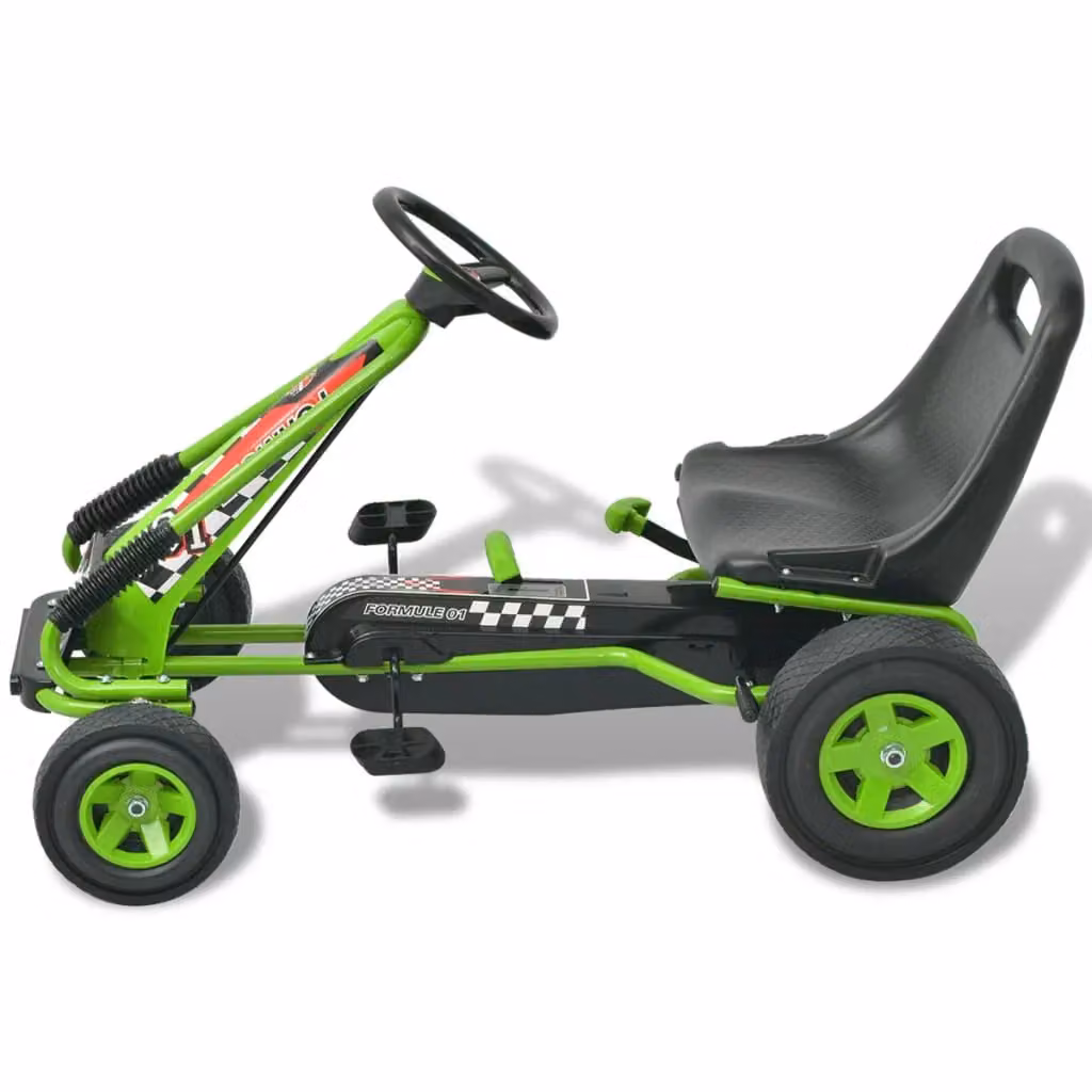Go-kart a pedali verde con sedile regolabile L: 96 cm, H: 56 cm, P: 36 cm – 2