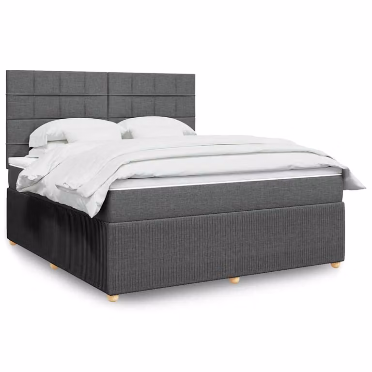 vidaXL Giroletto a Molle con Materasso Ibrido in Tessuto Grigio e Bianco, L/P: 180 x 200 cm