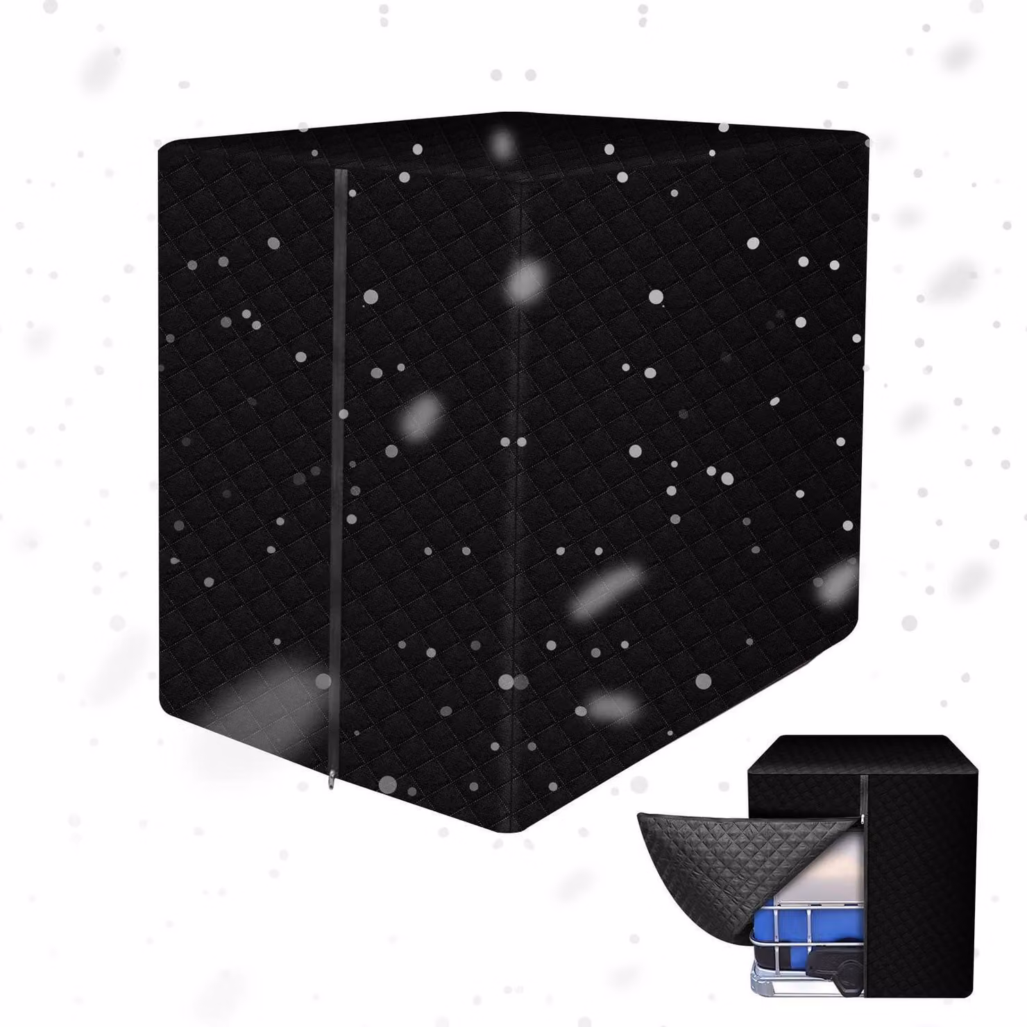 Copertura per serbatoio IBC, colore nero, capacità 1000 litri, protezione antigelo, con cerniera, realizzata in tessuto Oxford di cotone, dimensioni 100x120x116 cm