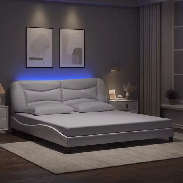 Giroletto con LED senza Materasso-Struttura Letto Hvar Bianco 180x200 cm