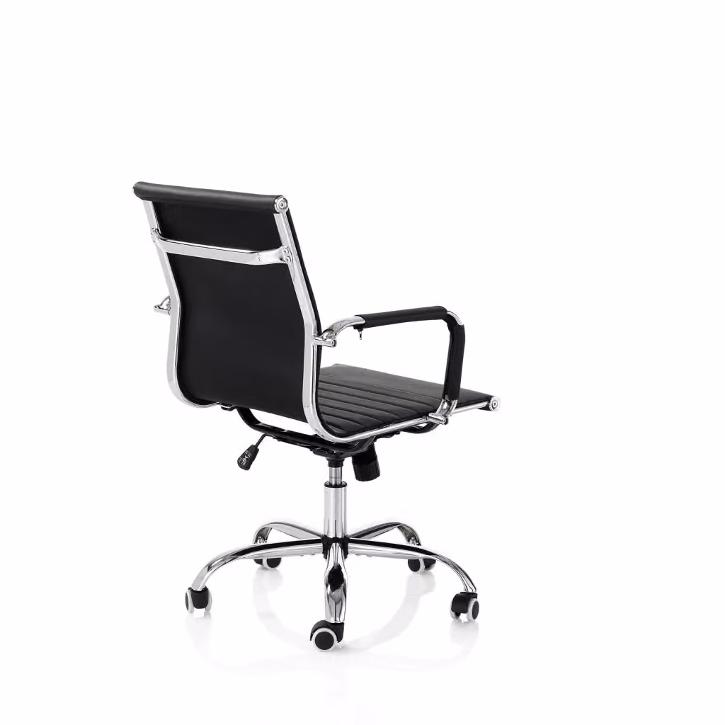 Poltrona da ufficio DELMA AQA DESIGN nera in ecopelle con braccioli e ruote, L/P/H: 56.5 x 62.5 x 97.5 cm – 2