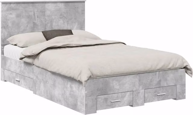 Letto matrimoniale | Letto per adulti | Struttura del letto con testiera Grigio cemento 120 x 190 cm