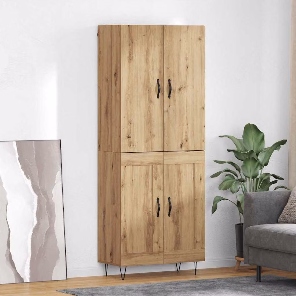 vidaXL Mobiletti pensili, 2 pezzi, effetto legno artigianale "Quercia", 69,5 x 34 x 180 cm, materiale composito in legno