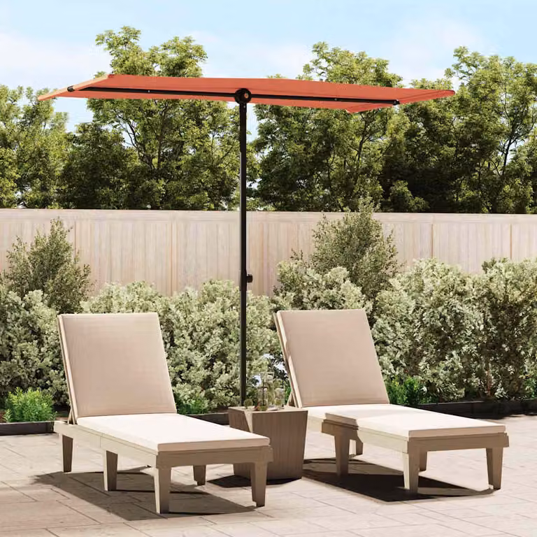 Ombrellone da Giardino vidaXL con Palo in Alluminio e Copertura in Poliestere, Colore Terracotta, L: 180 cm, P: 110 cm