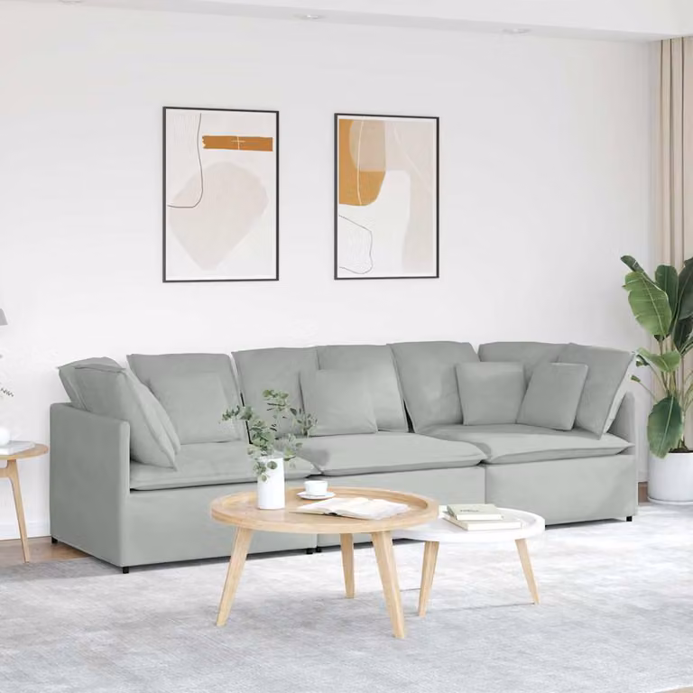 vidaXL Divano Moderno Rivestito in Velluto Grigio con Cuscini e Struttura in Metallo e Legno
