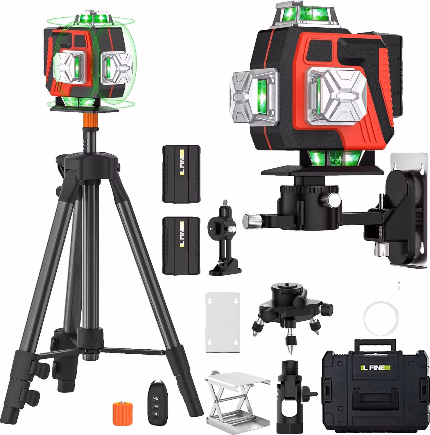 Livella laser, copertura a 360°, elevata precisione, 16 fili + supporto-0630