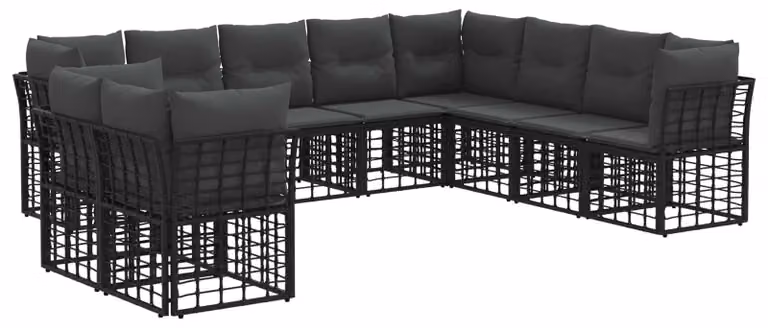 Set di divani da esterno Nero Poliestere