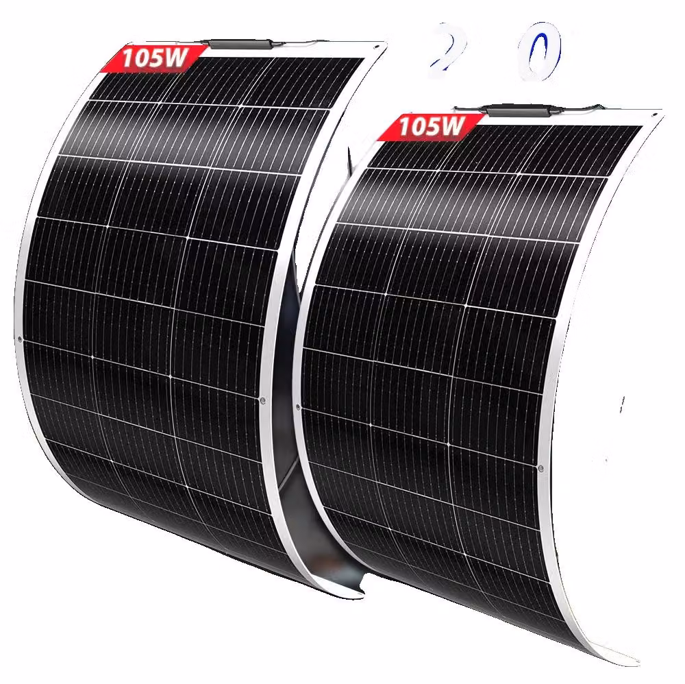 Pannelli solari, design flessibile, alta efficienza, 210W. 2 pezzi da 105W