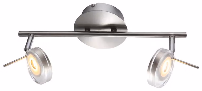 Lampada da soffitto a LED, con faretti orientabili, finitura nichel opaco, lunghezza 35,5 cm
