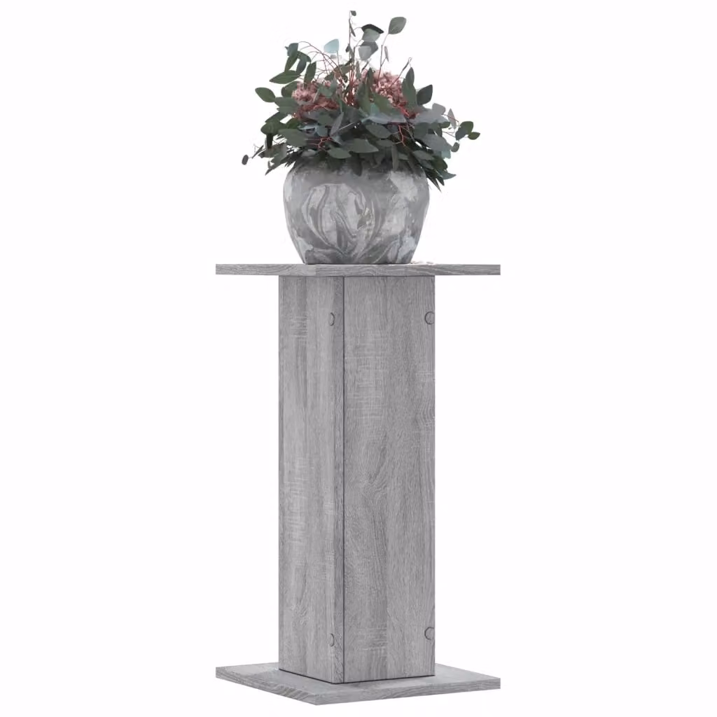 Set di 2 supporti per piante vidaXL in truciolato, colore grigio, L/P/H: 30 x 30 x 60 cm