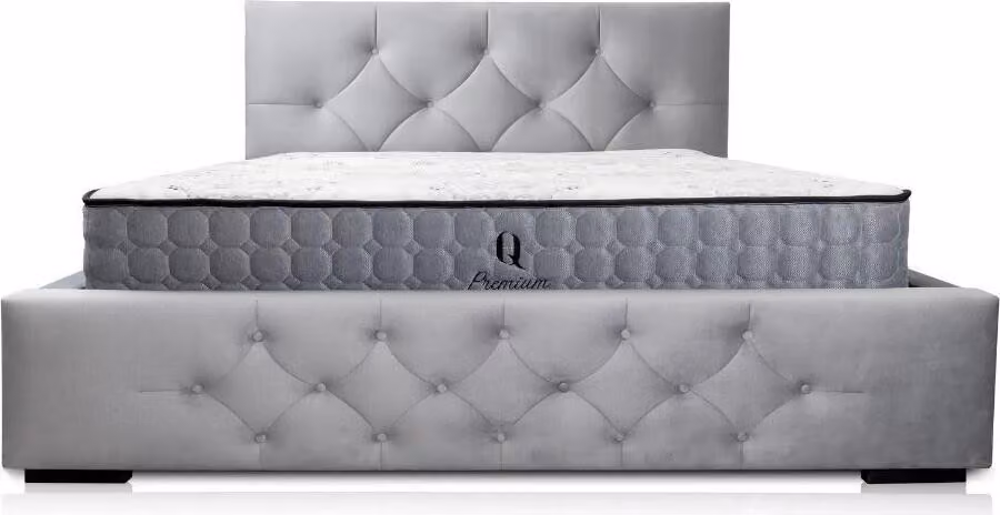Bett Weiß Modern Design Stoff Polster Schlafzimmer Doppelbett Holz Elegantes