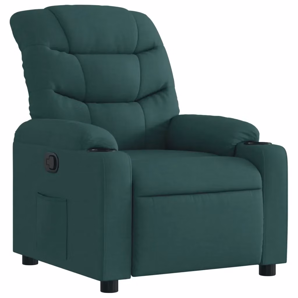 Poltrona Reclinabile Relax vidaXL in Tessuto Verde con Braccioli e Regolazione Manuale L: 75.5 cm, P: 99.5 cm, H: 58.5 cm – 2