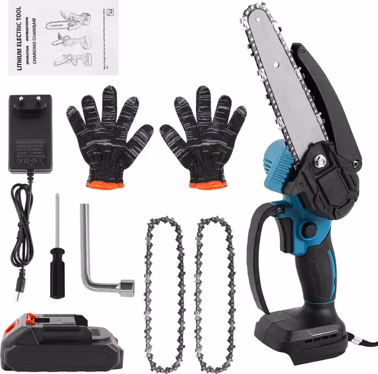 Mini motosega, taglio efficiente, lunga autonomia, con 1 batteria, EU