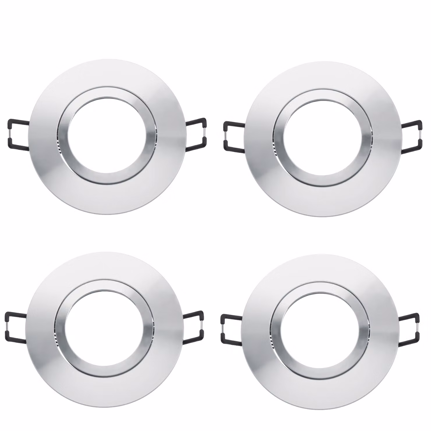 Cornice da incasso orientabile con anello di pressione, cromata lucida, 4 pezzi