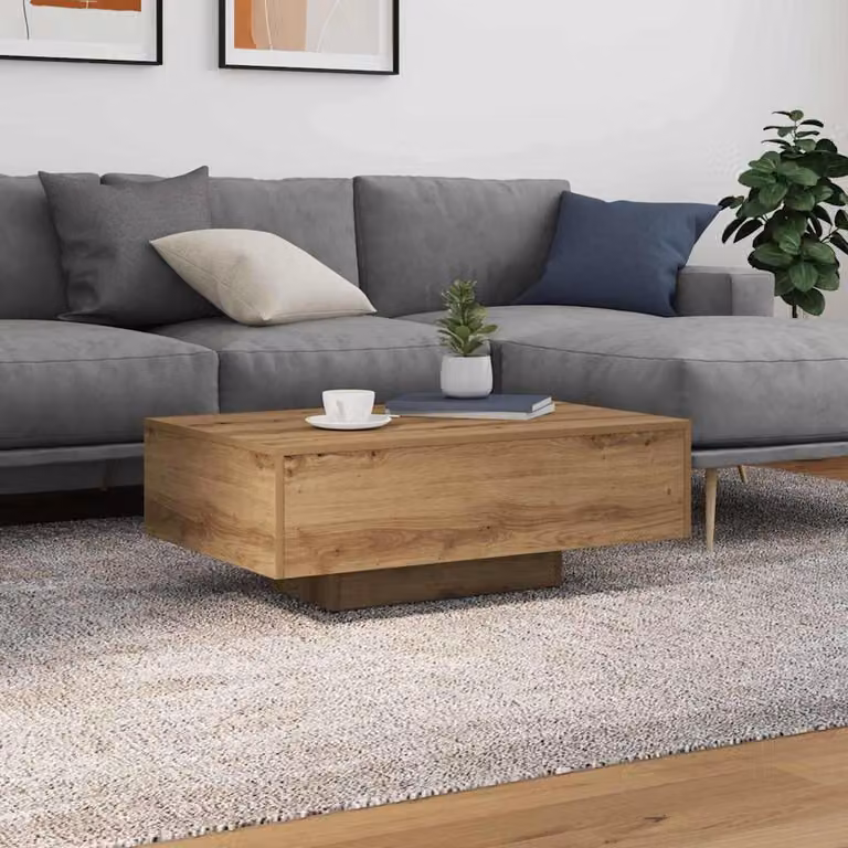 Tavolino da soggiorno moderno vidaXL in legno rovere marrone L 85 cm x P 55 cm x H 31 cm