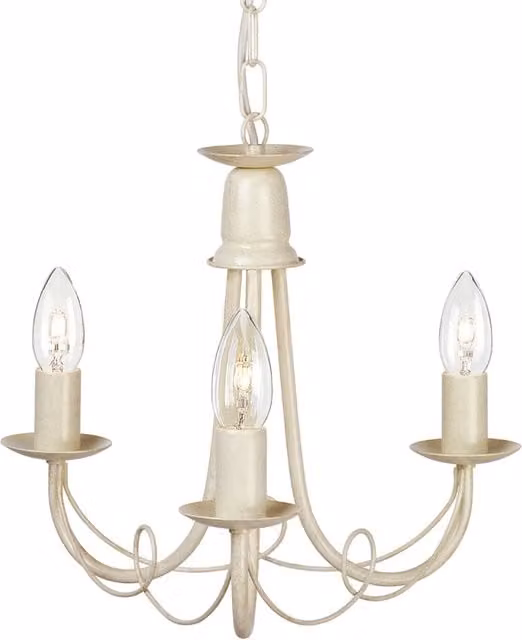 Lampadario a soffitto Industrial Nordico Minster di Elstead Lighting in metallo oro con 3 luci E14 e vetro trasparente