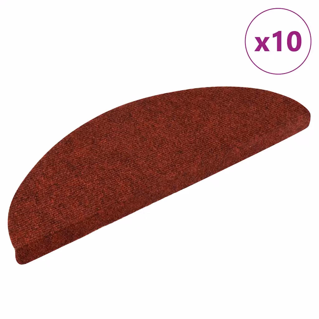 vidaXL Tappetini per scale autoadesivi 10 pz 56x17x3 cm Bordeaux Rosso