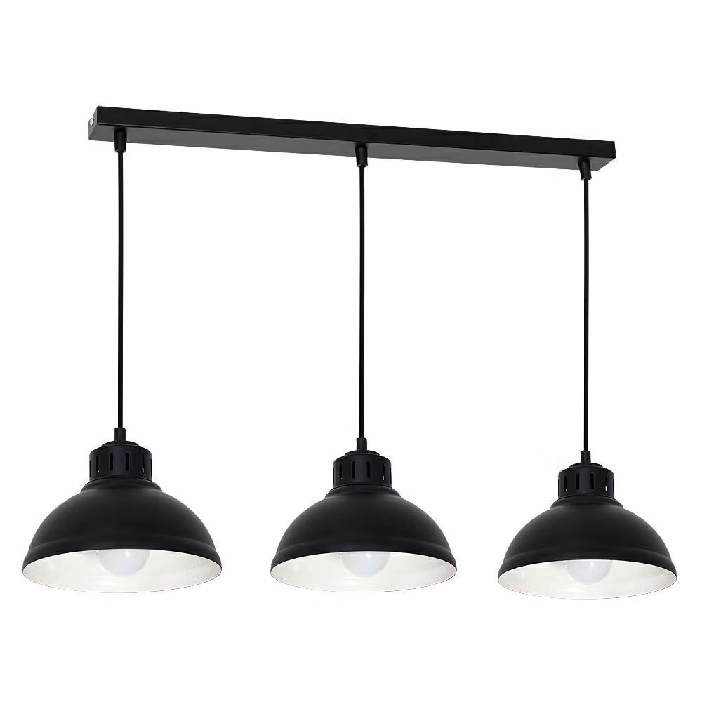 Lampada a sospensione Loft su tavolo striscia nera 3 paralumi Sven 3xE27 15W Luminex