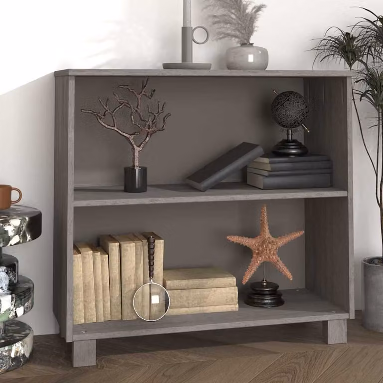 Credenza moderna vidaXL HAMAR in legno di pino e MDF, Grigio, L: 85 cm, P: 35 cm, H: 80 cm
