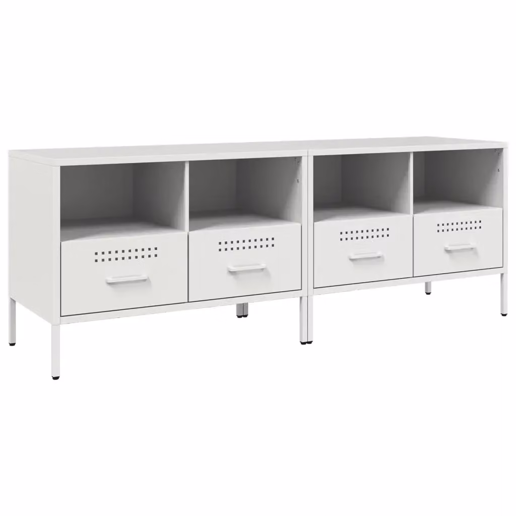 Set di 2 mobili TV vidaXL in stile industrial in metallo bianco L: 68 cm, P: 39 cm, H: 50,5 cm – 2