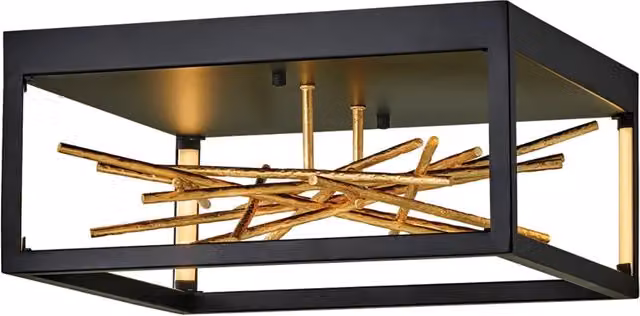 Plafoniera Industrial Nordica Styx Acciaio Nero Oro Led Integrato 8W 3000K 931Lm