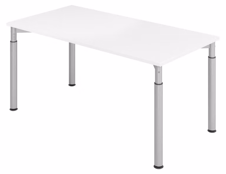 bümö Scrivania Serie-Y - Decorazione: bianco, struttura: argento, dimensioni: 160 x 80 cm