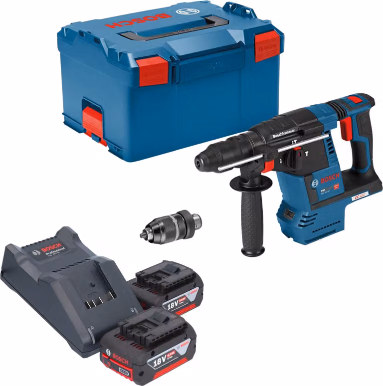 Bosch GBH 18V-26 F Professional Trapano a percussione a batteria 18 V 2,6 J SDS plus Brushless + 2x batteria 4,0 Ah + caricabatteria + L-Boxx