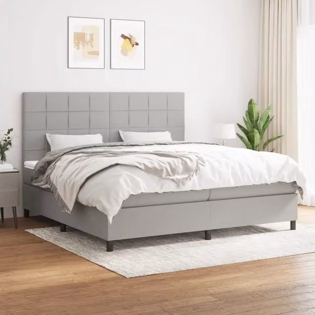 Letto Ibrido con Giroletto a Molle e Materasso vidaXL Grigio Chiaro e Bianco L/P/H: 200 x 200 x 25 cm