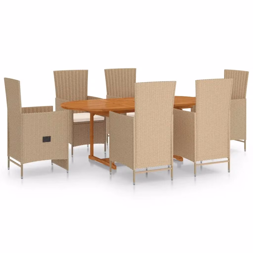 Set da giardino vidaXL in legno di acacia oliato stile rustico con 7 pezzi colore beige e bianco – 2