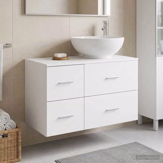 Set di mobili per il bagno 2 pz Bianco Legno ingegnerizzato 3403992