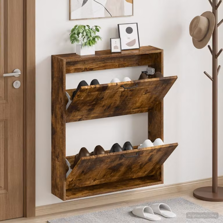 Mobiletto per scarpe da muro UTRECHT vidaXL moderno in marrone e nero L: 71 cm, P: 17 cm, H: 86 cm