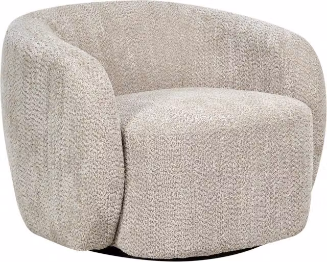 Poltrona girevole moderna Imbottitura in poliestere con braccioli Seduta ampia Soggiorno Beige