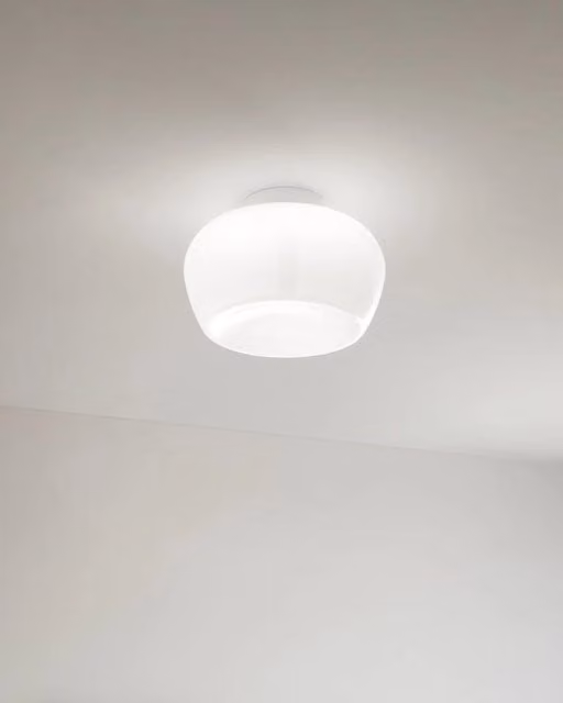 Plafoniera LED a sospensione in vetro bianco serie 10S48532, 20W 3000K, Dimmerabile, Struttura in metallo bianco opaco, Diametro 38 cm - Perenz