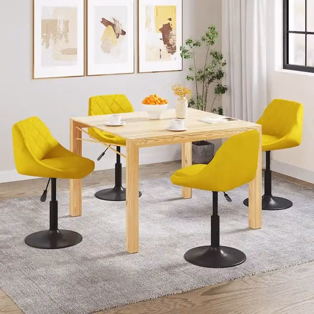 Sedie da pranzo Girevoli 4 pz Giallo Senape in Velluto 3088798