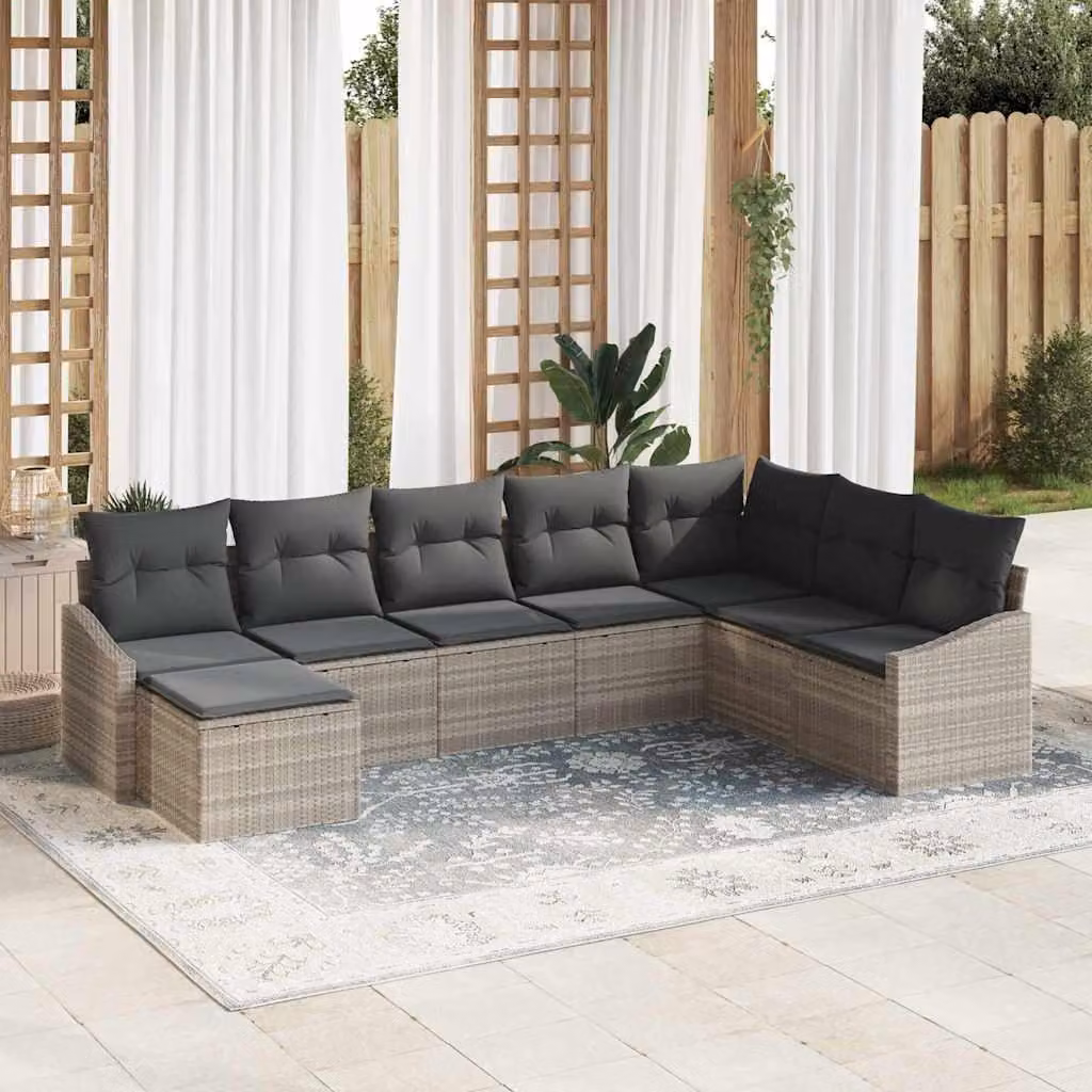 Maison Exclusive - Set Divano da Giardino 8 pcs Grigio chiaro polyrattan