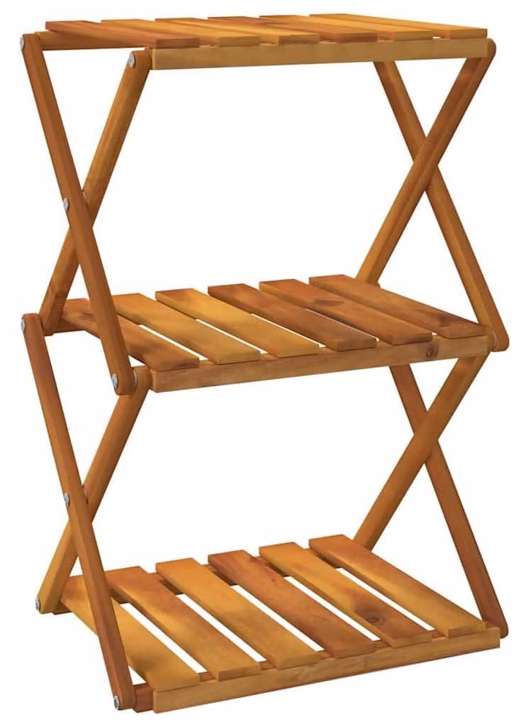 Scaffale pieghevole in legno con 3 ripiani