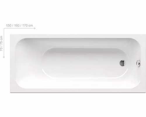 Vasca rettangolare RAVAK CHROME SLIM 170x75 cm bianco neve C741300000