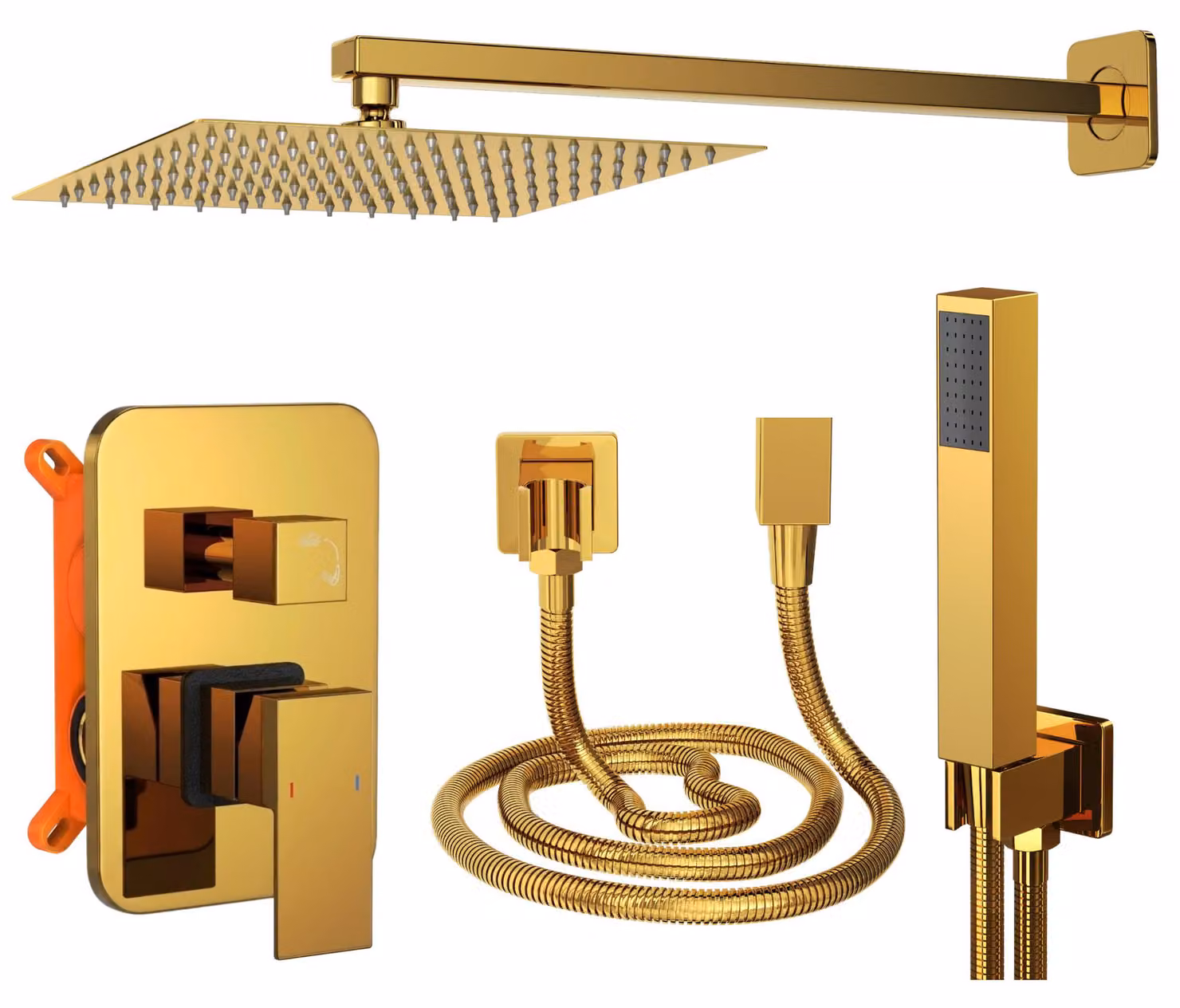 Granitan - Soffione doccia - Doccia a pioggia - Doccia oro - ottone - acciaio inox - PAJE