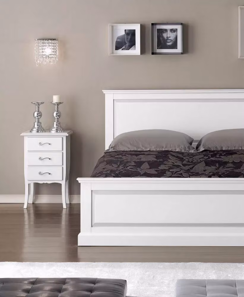 Comodino classico con 3 cassetti in legno grezzo beige Mobili 2G L/P/H: 45 x 34 x 71 cm – 2