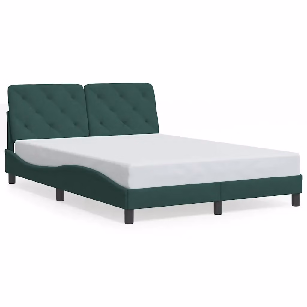 Giroletto vidaXL in Velluto Verde Scuro con Doghe in Legno L/P: 140 x 200 cm – 2