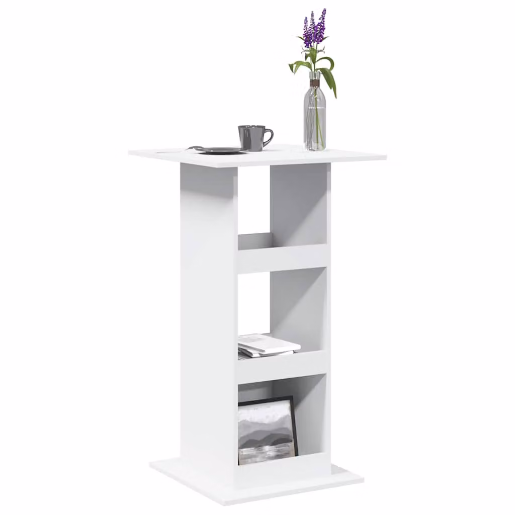 vidaXL Tavolo Bar Moderno Bianco con Portaoggetti in MDF, L/P/H: 60 x 60 x 102 cm