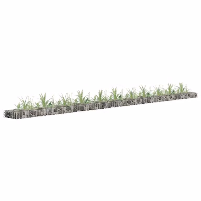 vidaXL Letto Rialzato a Gabbione in Acciaio Zincato Grigio L: 450 cm, P: 30 cm, H: 10 cm
