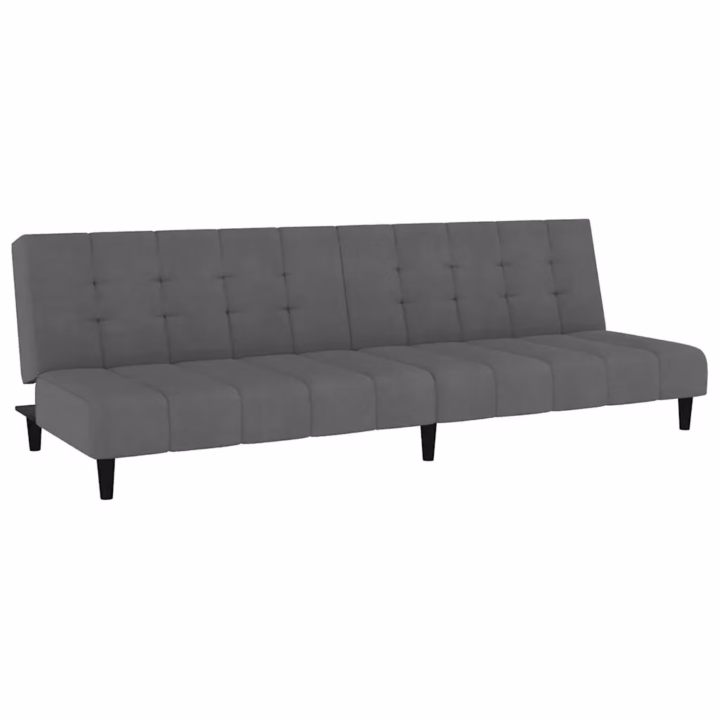 Divano Letto Click-Clack vidaXL in Velluto Grigio con Struttura in Legno Solido e Poggiatesta Regolabile, Dimensioni Letto: 100 x 200 cm – 2
