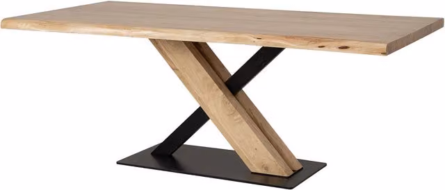 Tavolo da pranzo in legno di acacia finitura colore naturale 200x100x76